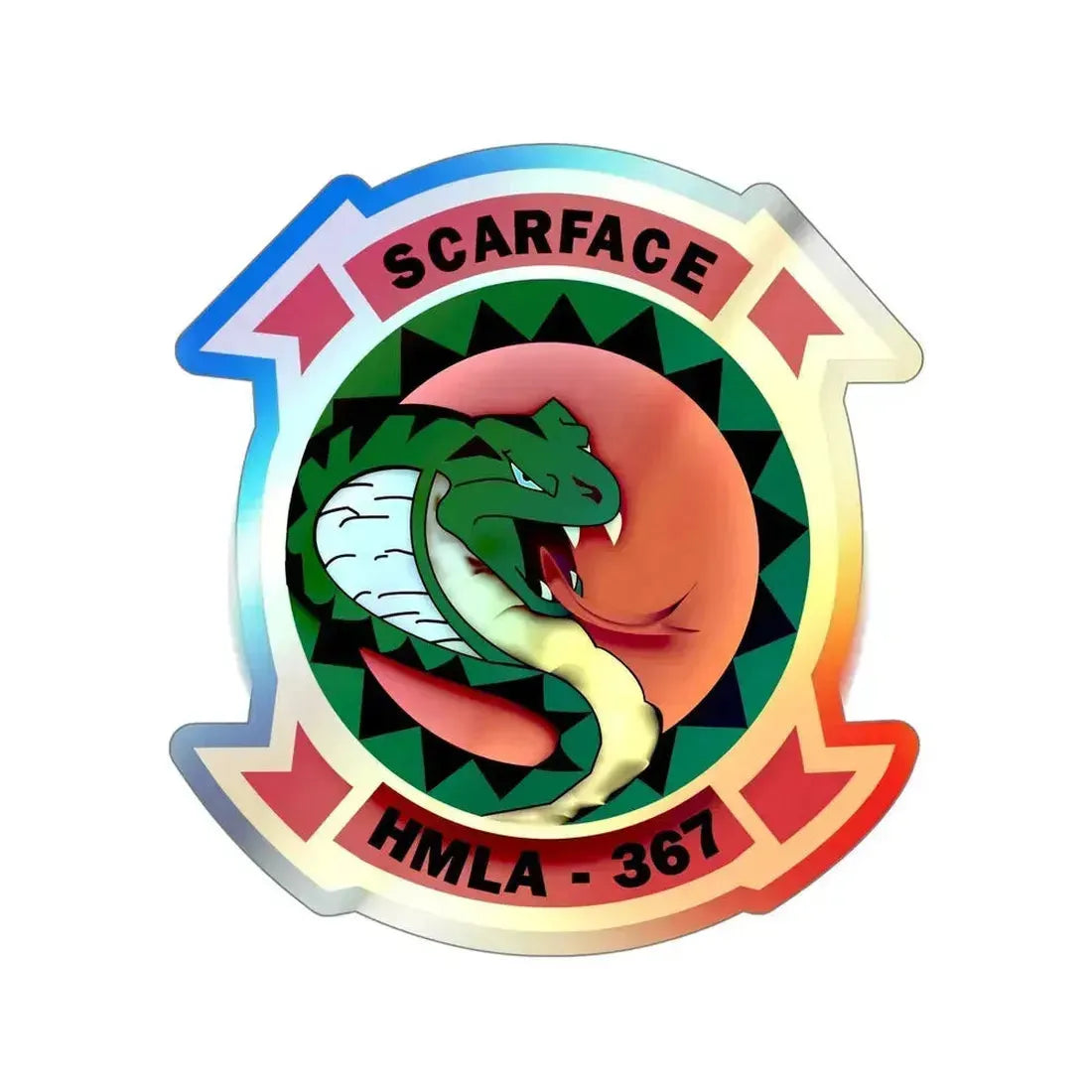 HMLA 367 Scarface (USMC) Holographic STICKER Die-Cut Vinyl Decal 5 Inch Holographic - The Sticker Space