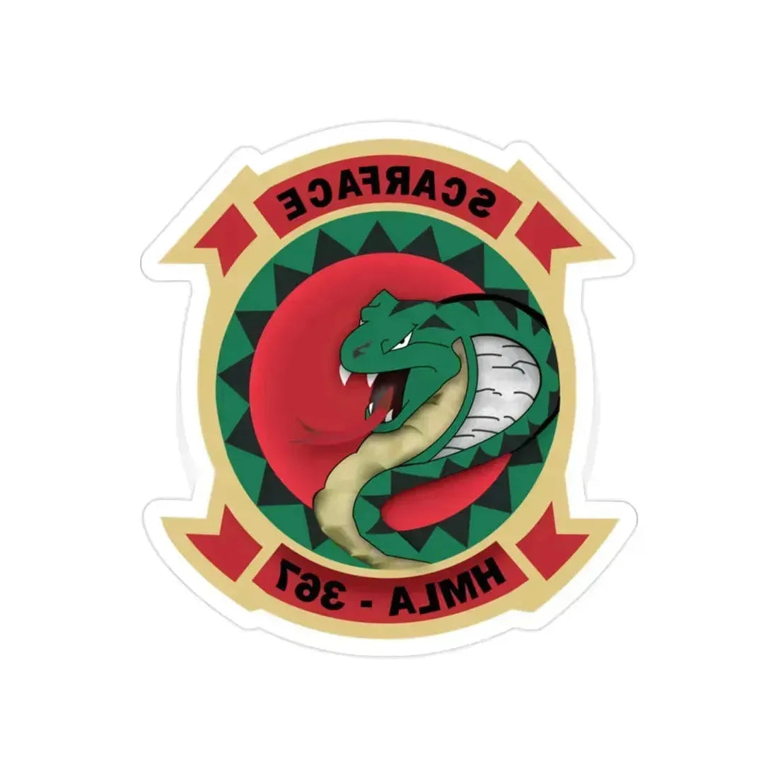 HMLA 367 Scarface (USMC) REVERSE PRINT Transparent Die-Cut STICKER 2 Inch Die-Cut Transparent - The Sticker Space