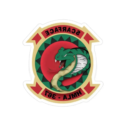 HMLA 367 Scarface (USMC) REVERSE PRINT Transparent Die-Cut STICKER 2 Inch Die-Cut Transparent - The Sticker Space