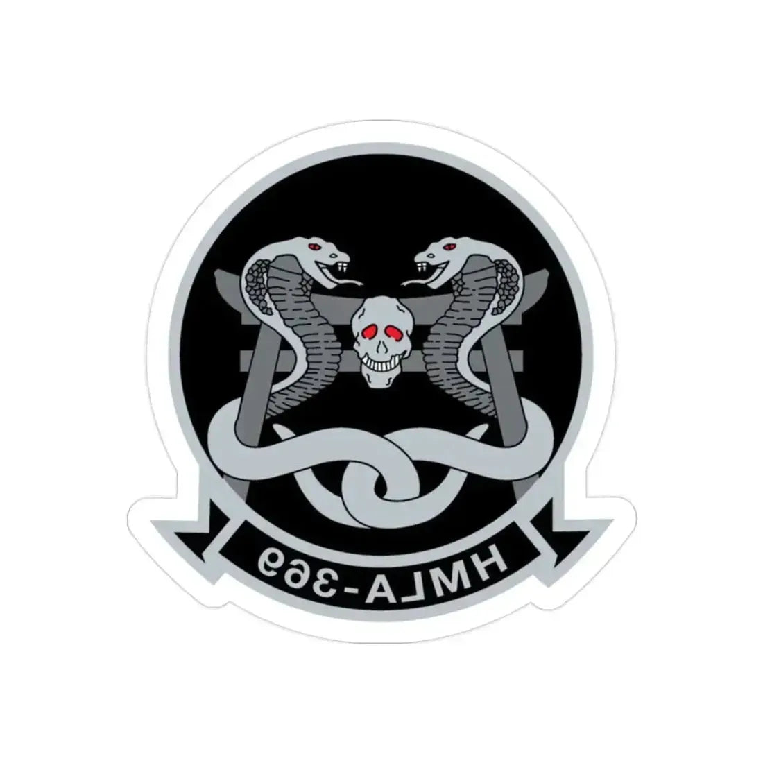 HMLA 369 (USMC) REVERSE PRINT Transparent Die-Cut STICKER 2 Inch Die-Cut Transparent - The Sticker Space