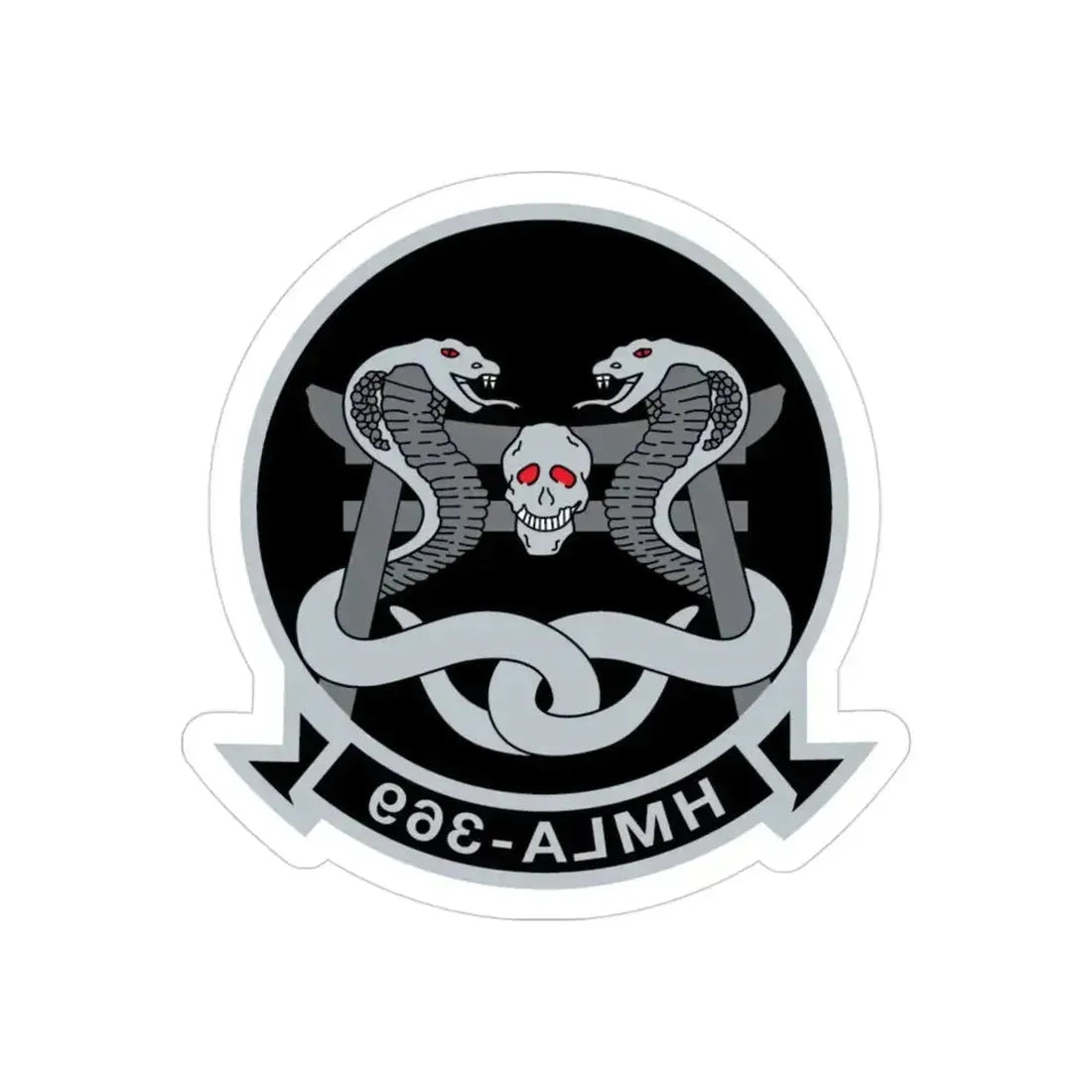 HMLA 369 (USMC) REVERSE PRINT Transparent Die-Cut STICKER 3 Inch Die-Cut Transparent - The Sticker Space