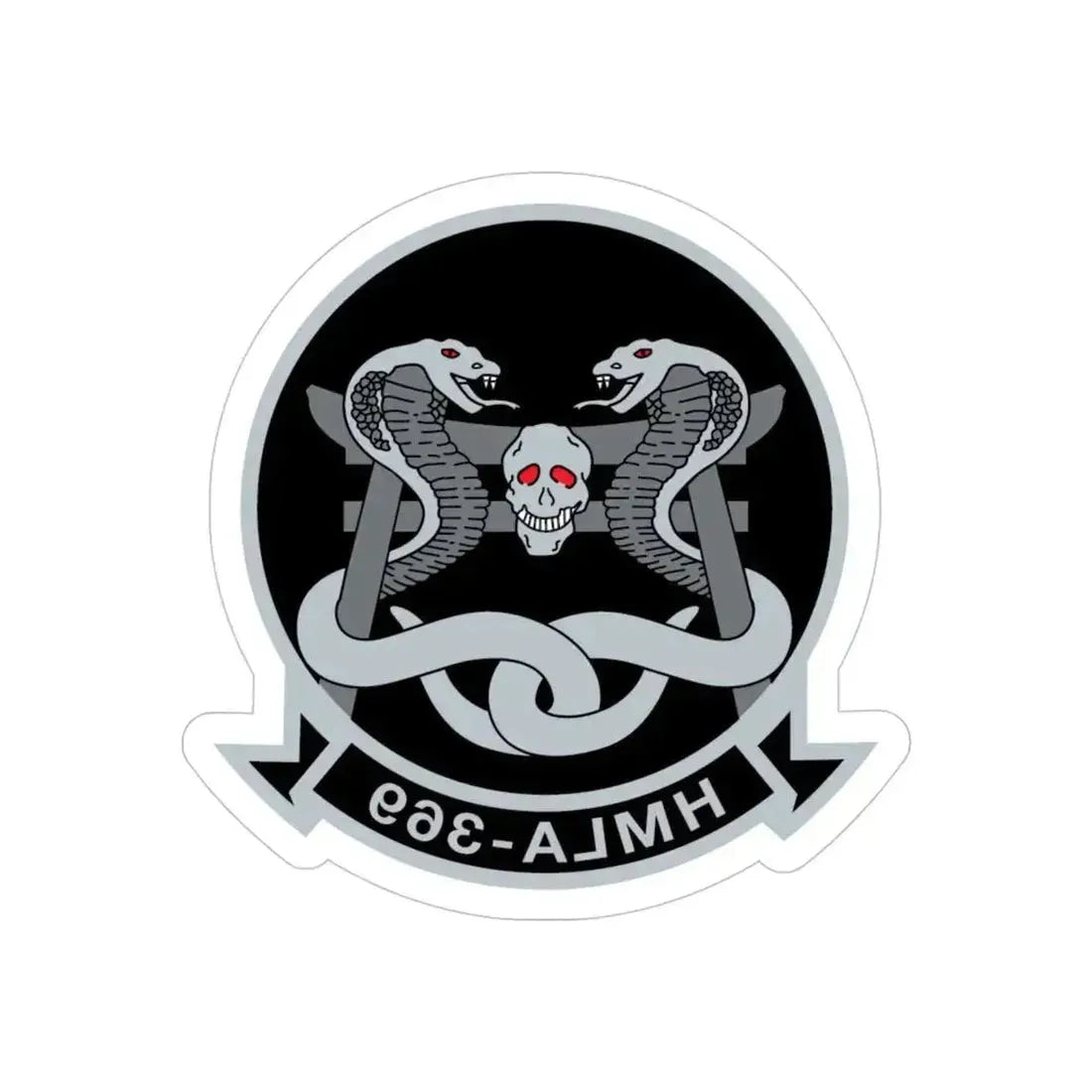 HMLA 369 (USMC) REVERSE PRINT Transparent Die-Cut STICKER 4 Inch Die-Cut Transparent - The Sticker Space