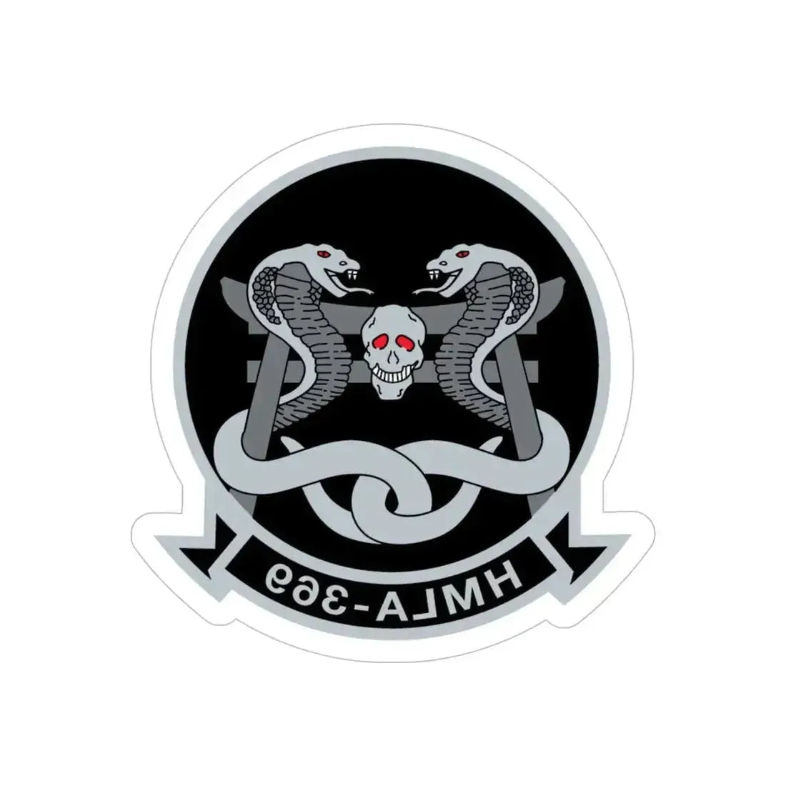 HMLA 369 (USMC) REVERSE PRINT Transparent Die-Cut STICKER 5 Inch Die-Cut Transparent - The Sticker Space