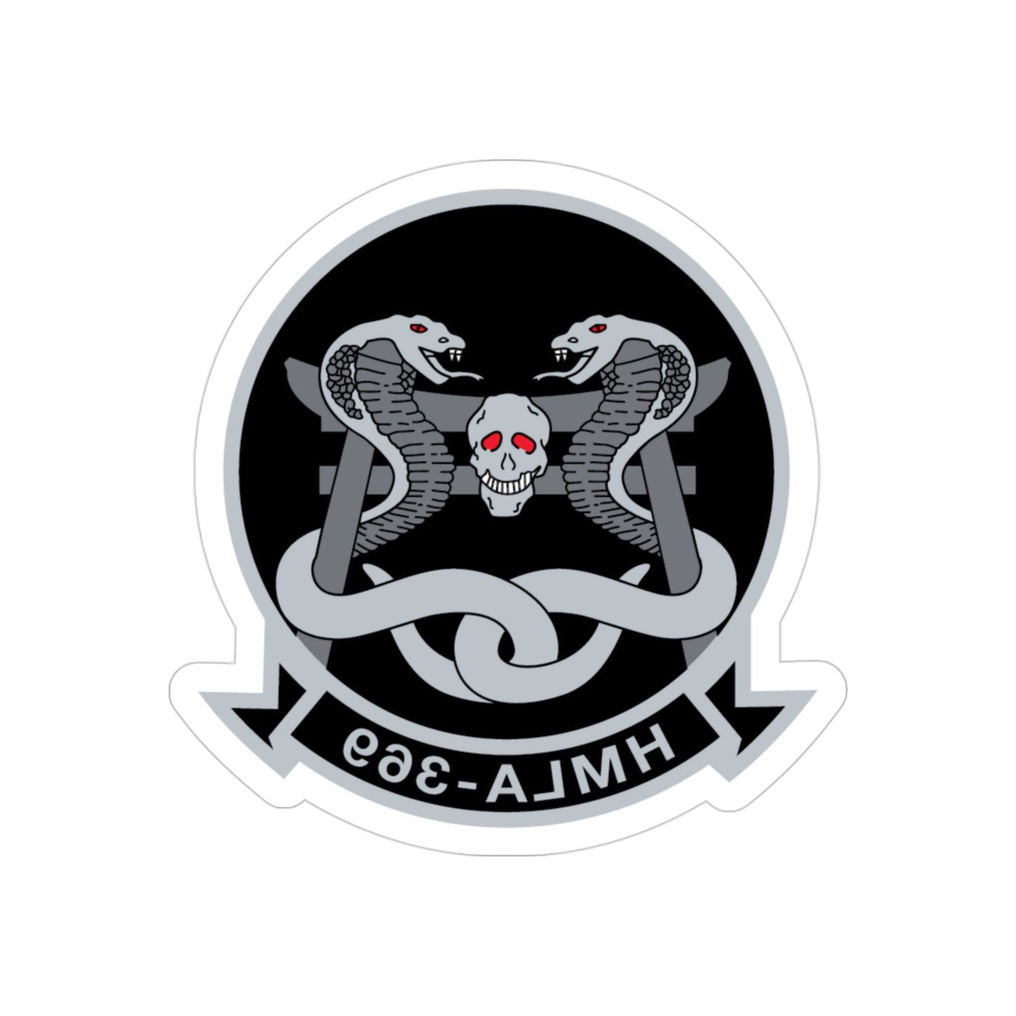 HMLA 369 (USMC) REVERSE PRINT Transparent STICKER-3" × 3"-The Sticker Space