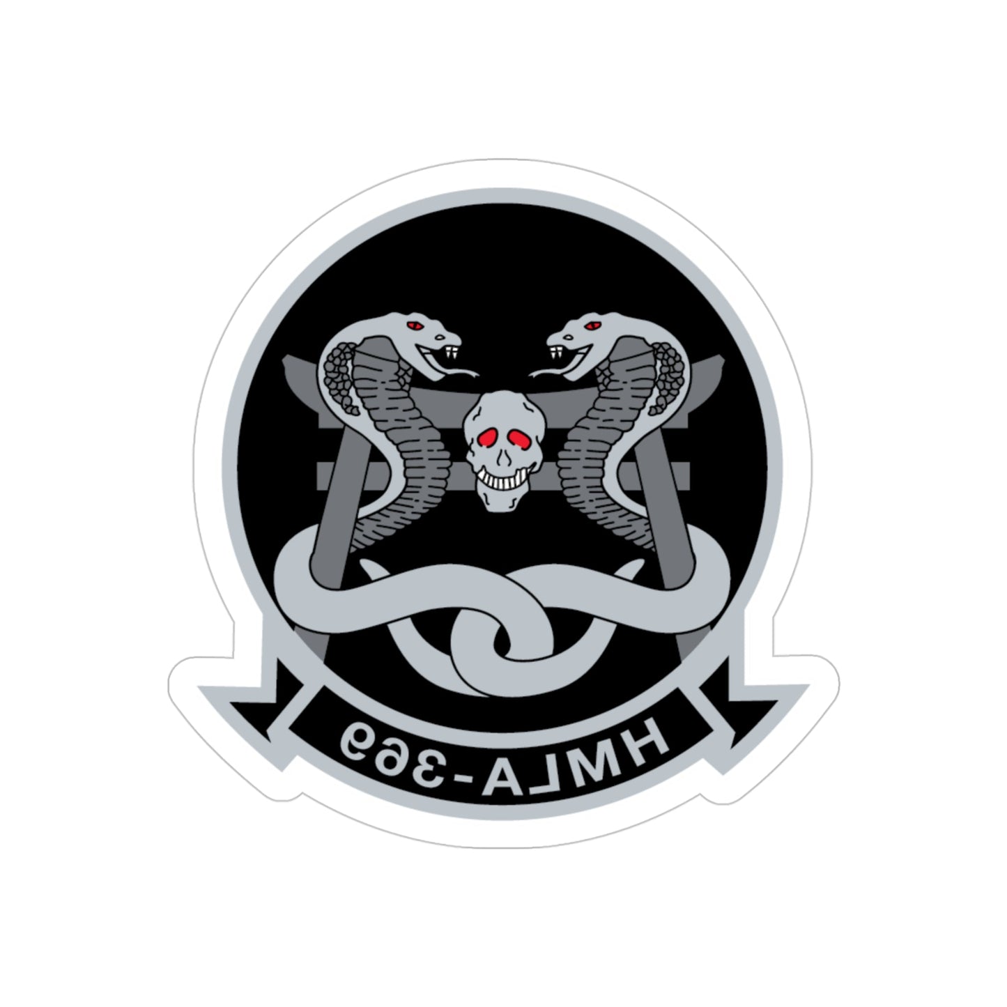 HMLA 369 (USMC) REVERSE PRINT Transparent STICKER-4" × 4"-The Sticker Space