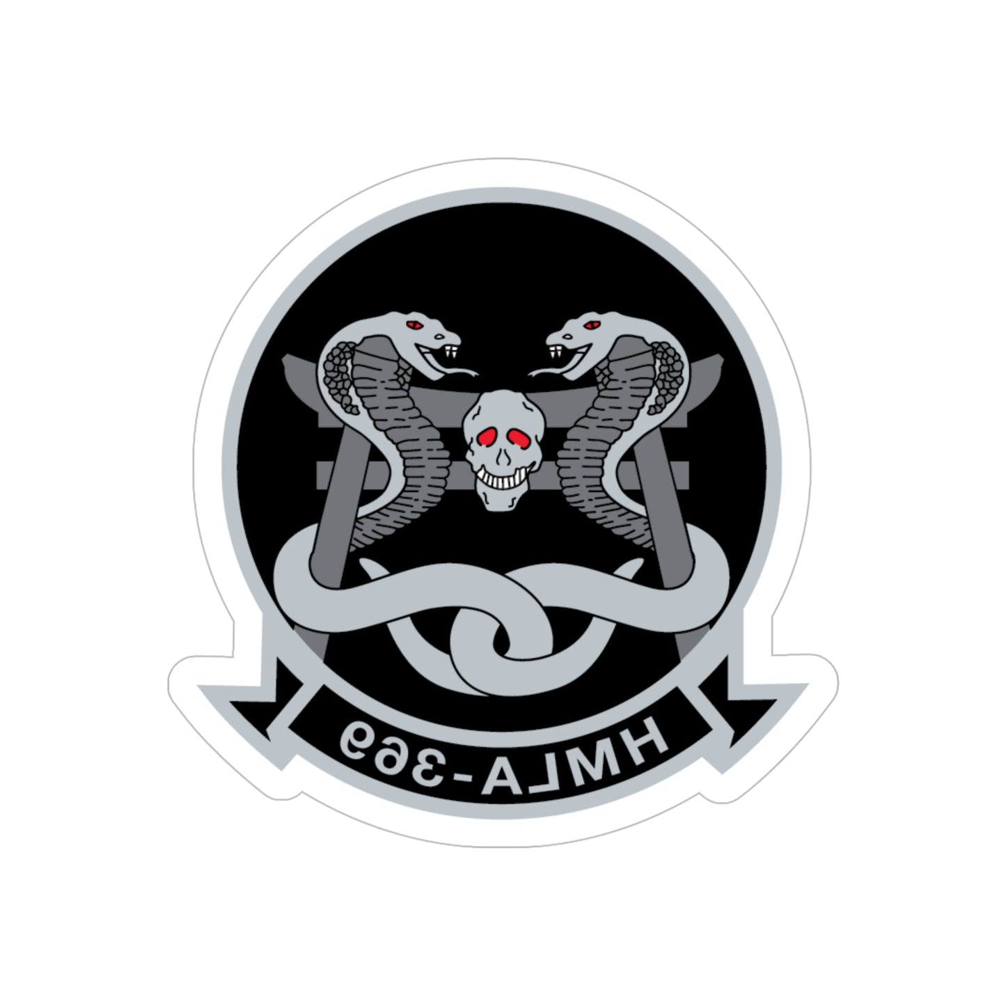 HMLA 369 (USMC) REVERSE PRINT Transparent STICKER-6 Inch-The Sticker Space