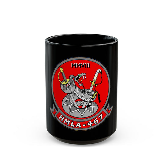 HMLA 467 (USMC) Black Coffee Mug-15oz-The Sticker Space