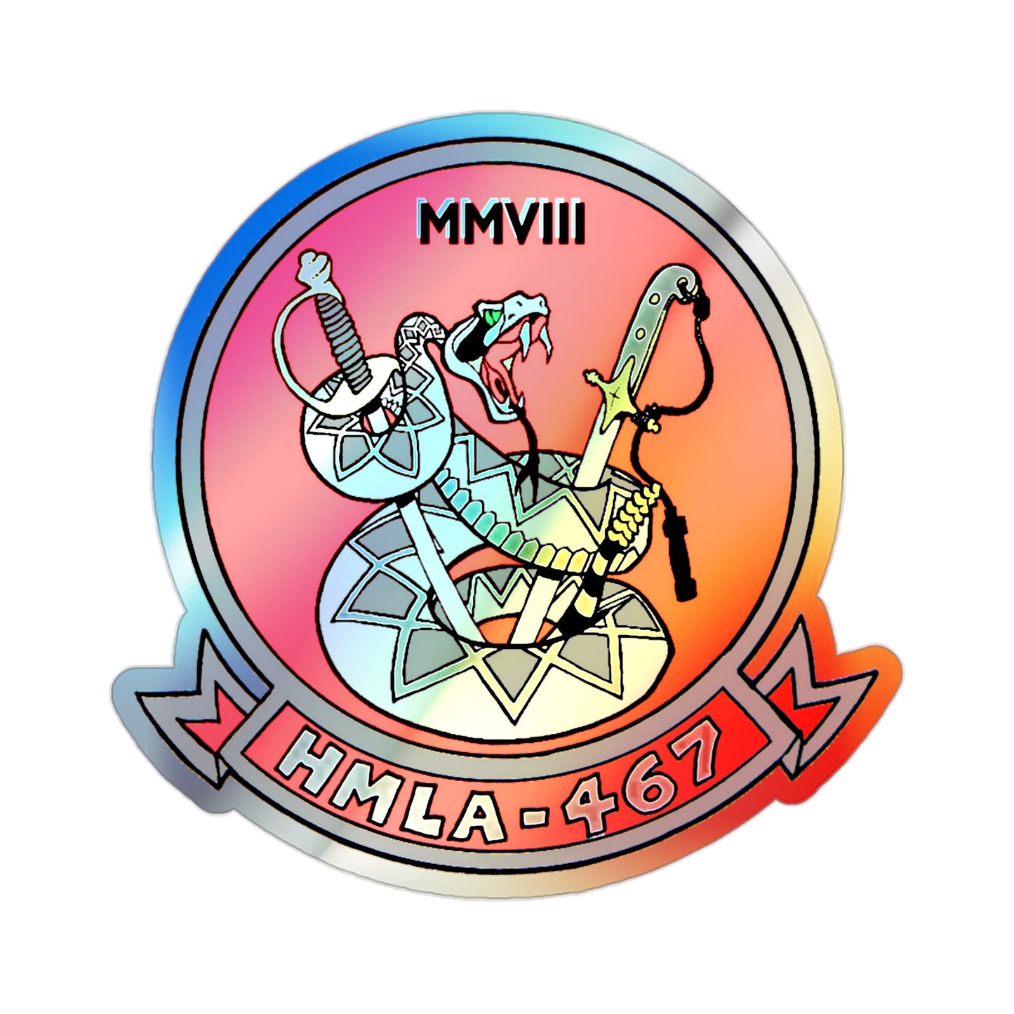 HMLA 467 (USMC) Holographic STICKER Die-Cut Vinyl Decal-2 Inch-The Sticker Space