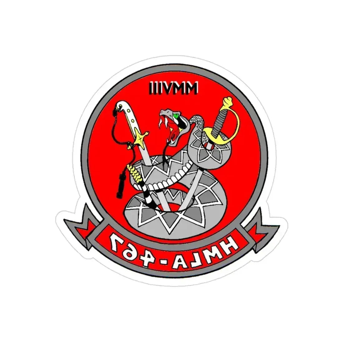 HMLA 467 (USMC) REVERSE PRINT Transparent Die-Cut STICKER 3 Inch Die-Cut Transparent - The Sticker Space