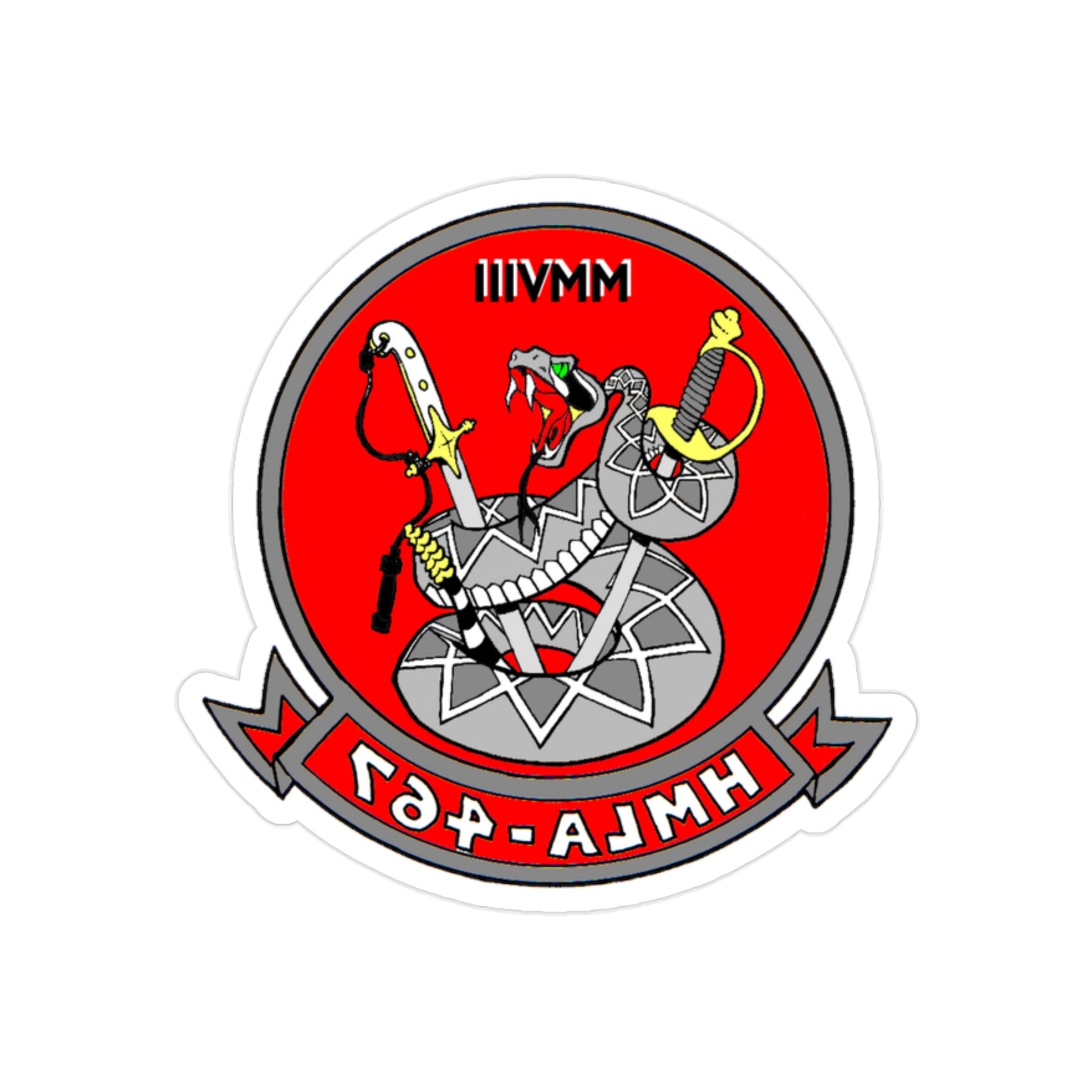 HMLA 467 (USMC) REVERSE PRINT Transparent STICKER-2" × 2"-The Sticker Space