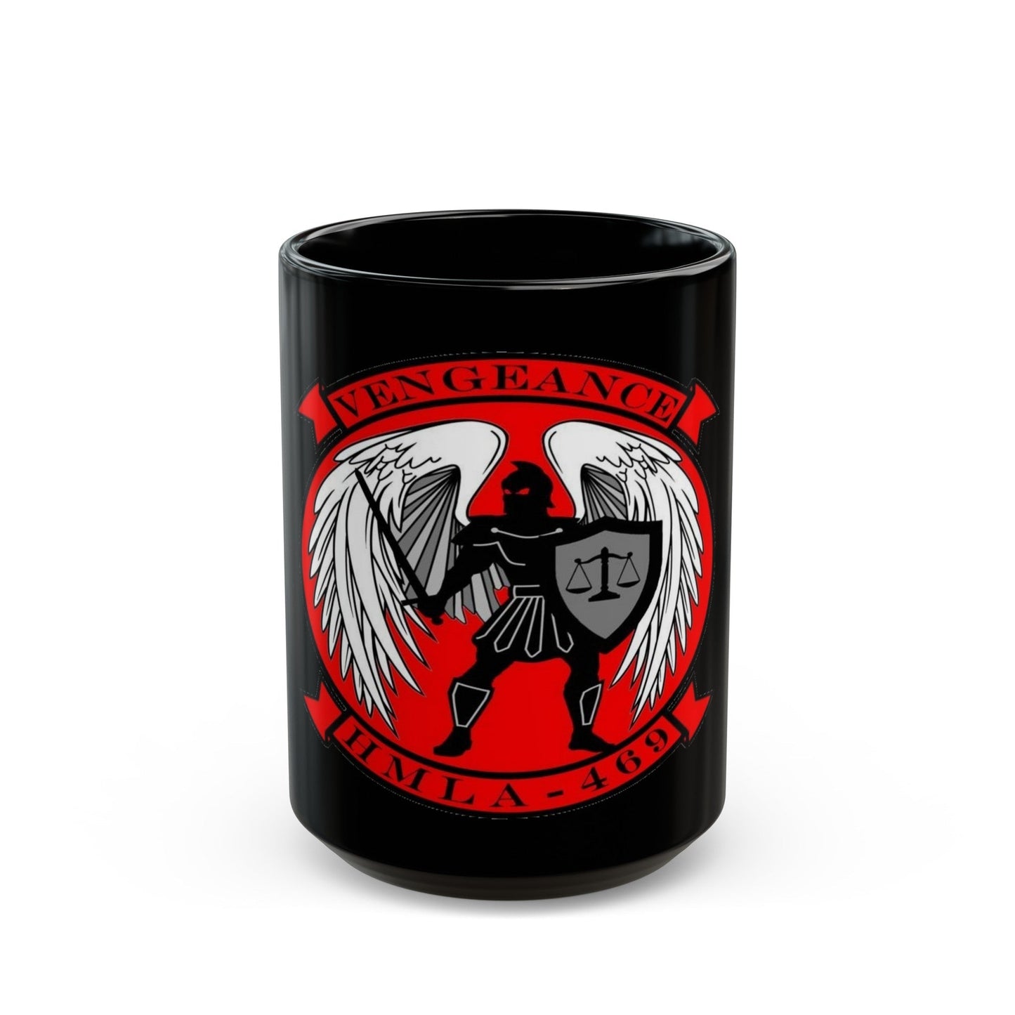 HMLA 469 Vengeance (USMC) Black Coffee Mug-15oz-The Sticker Space