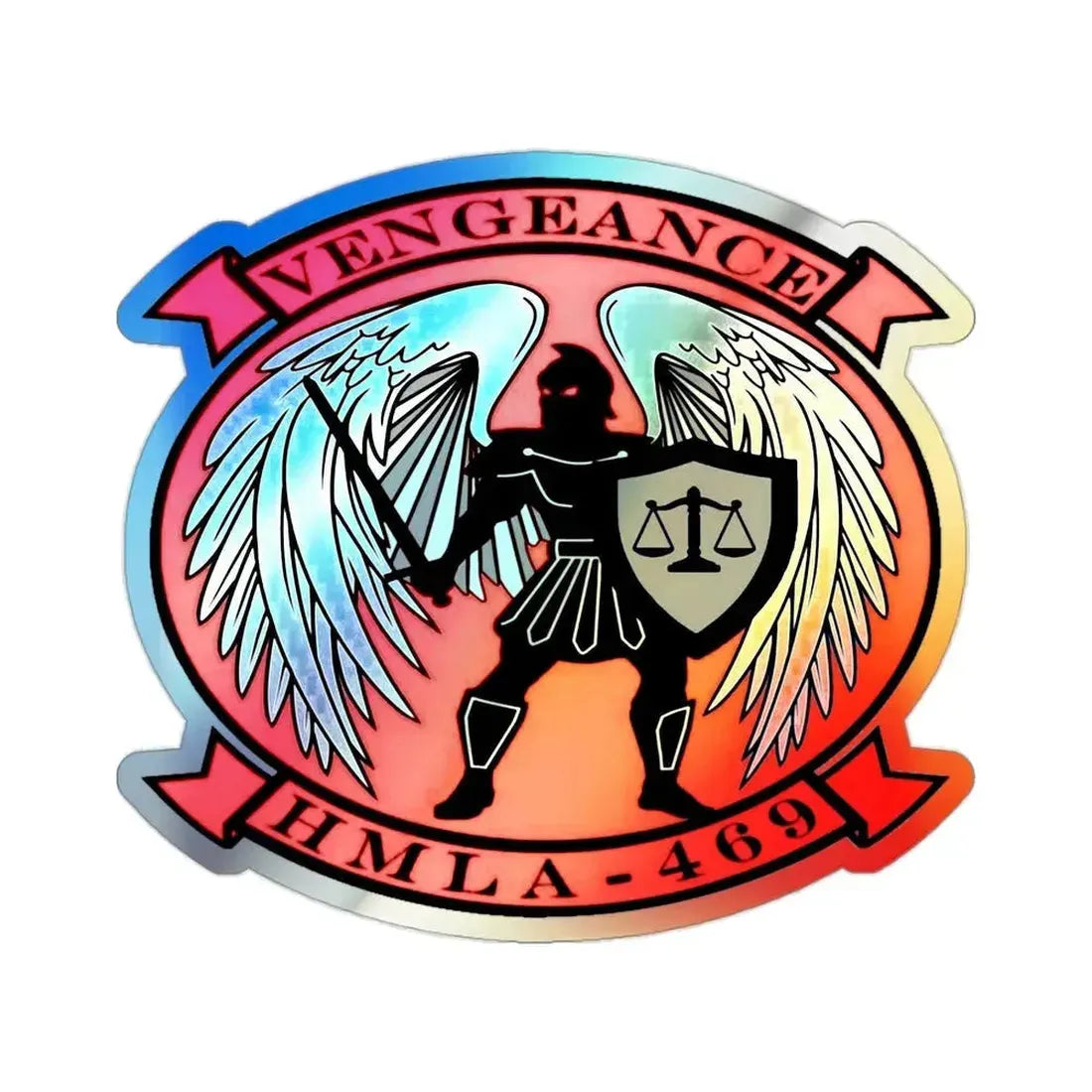 HMLA 469 Vengeance (USMC) Holographic STICKER Die-Cut Vinyl Decal 2 Inch Holographic - The Sticker Space