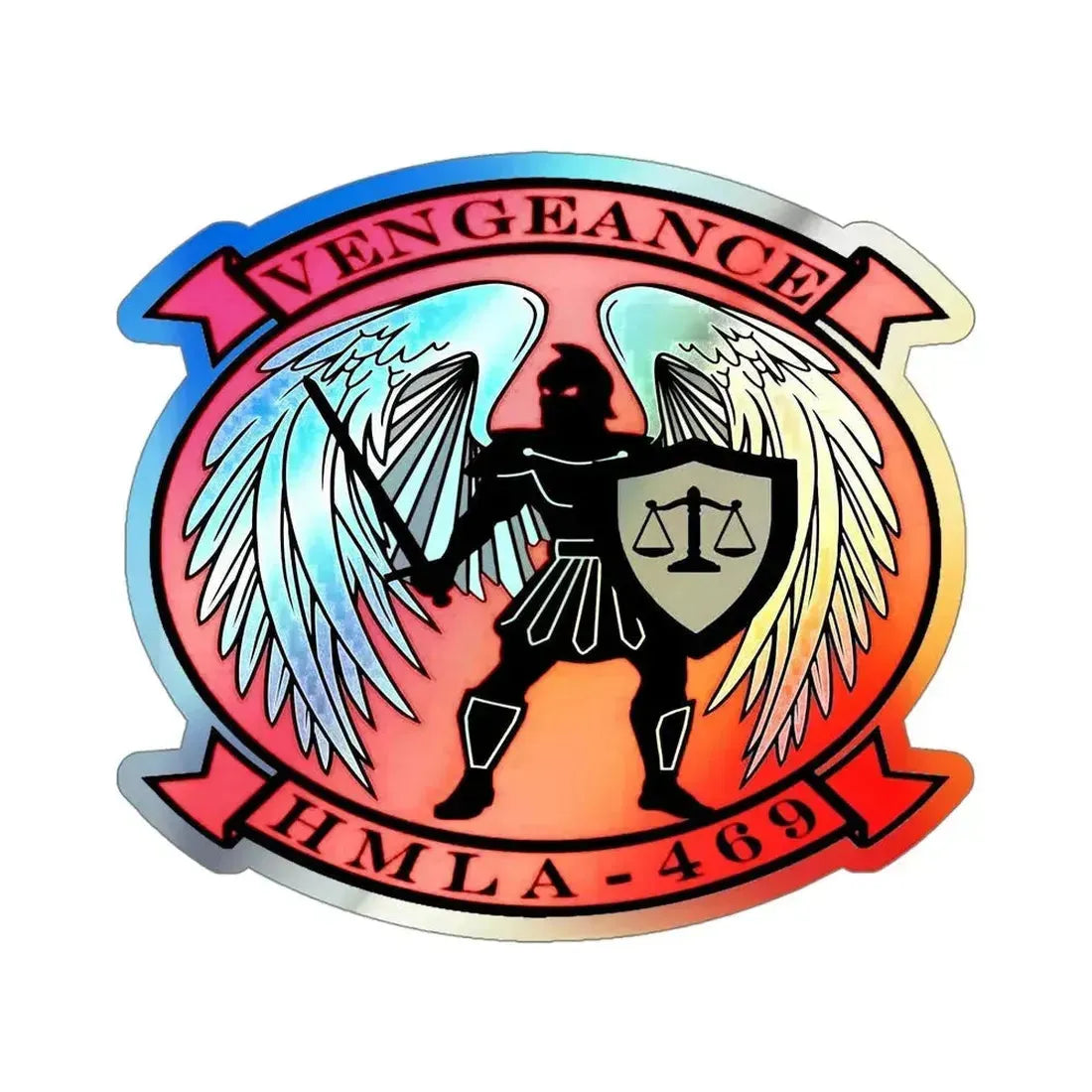 HMLA 469 Vengeance (USMC) Holographic STICKER Die-Cut Vinyl Decal 4 Inch Holographic - The Sticker Space