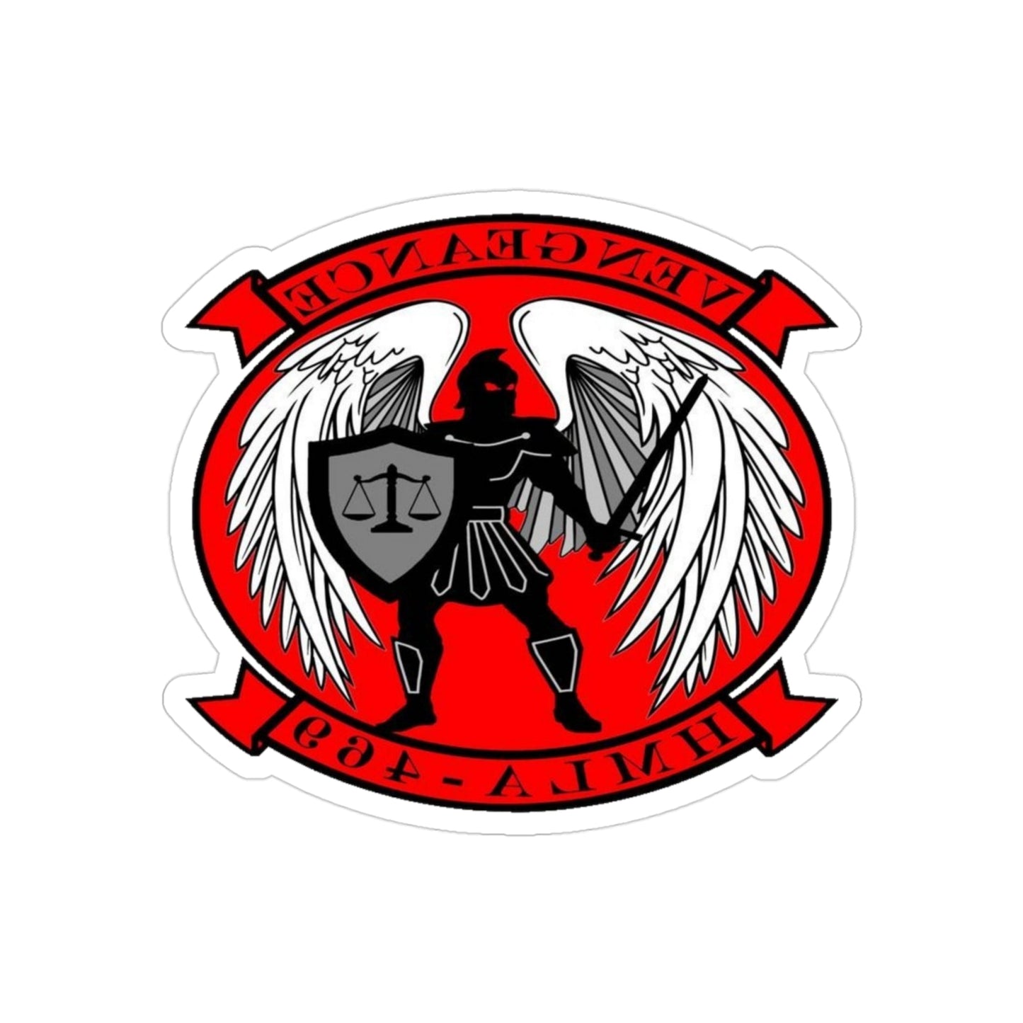 HMLA 469 Vengeance (USMC) REVERSE PRINT Transparent STICKER-3" × 3"-The Sticker Space