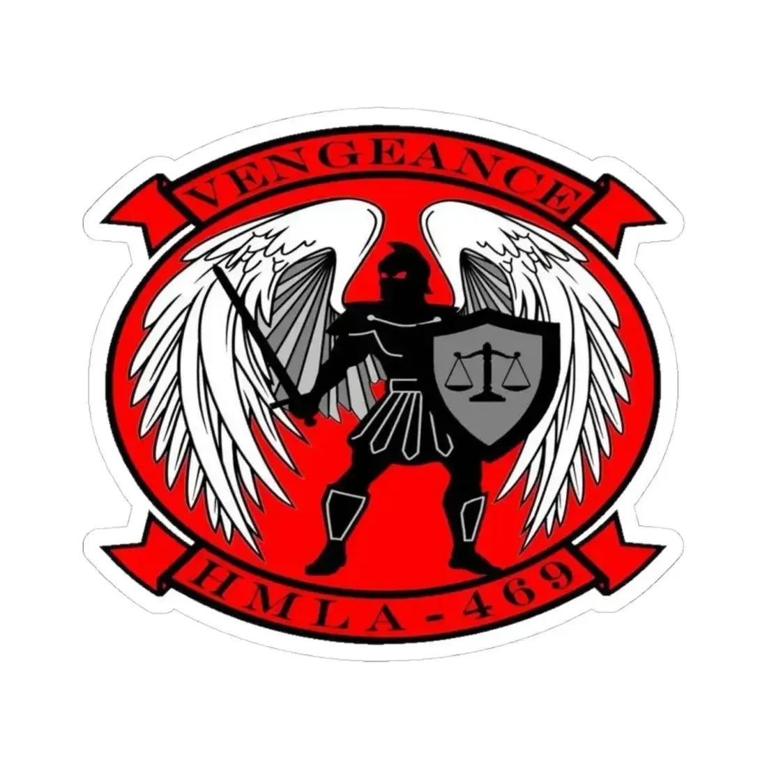 HMLA 469 Vengeance (USMC) STICKER Vinyl Kiss-Cut Decal 4 Inch White - The Sticker Space