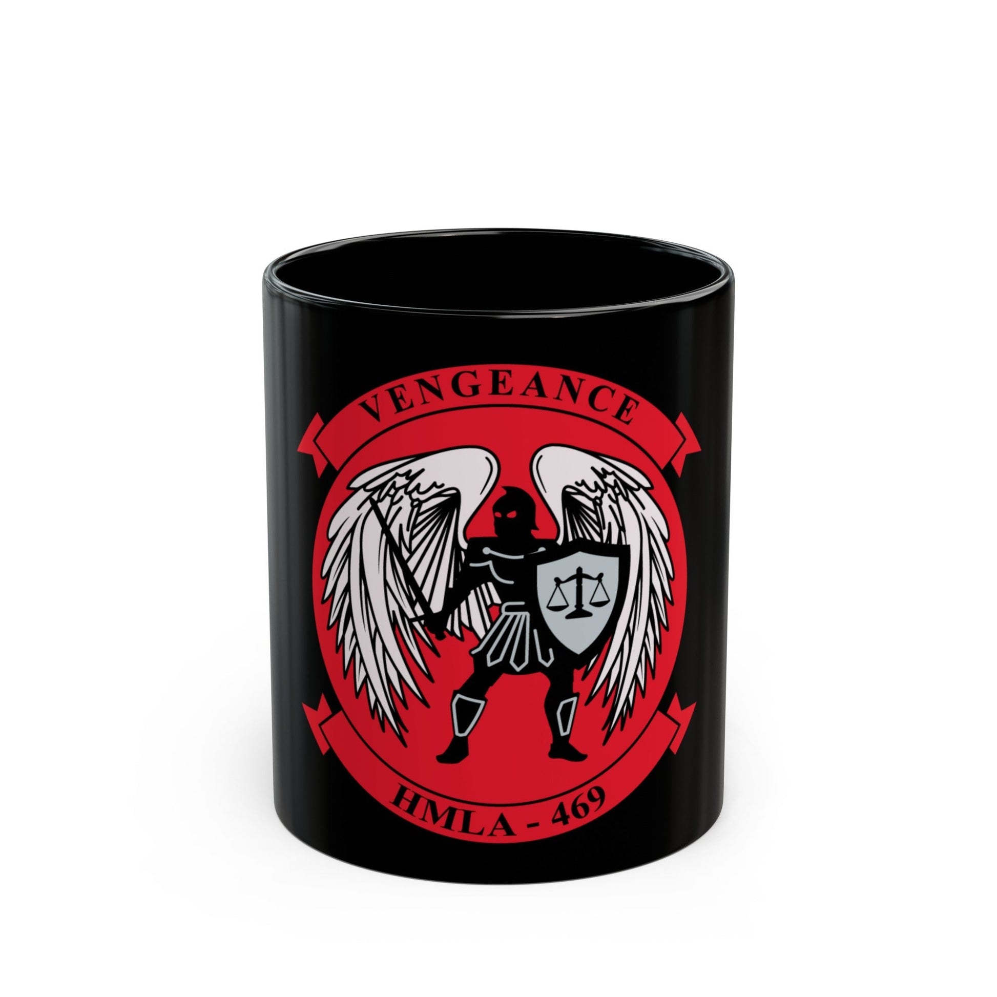 HMLA 469 Vengeance v2 (USMC) Black Coffee Mug-11oz-The Sticker Space