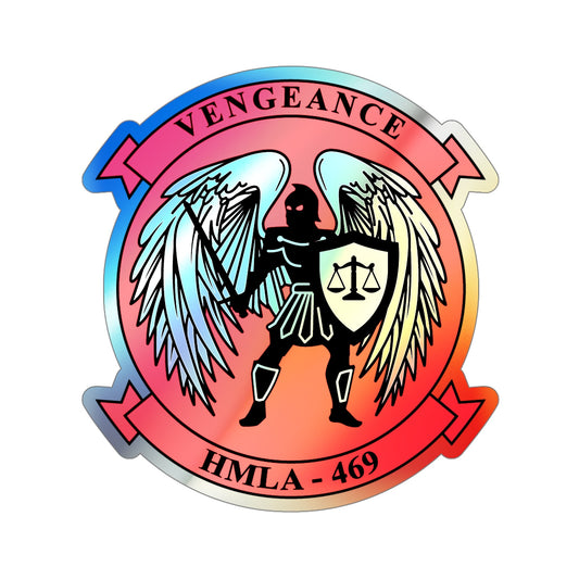 HMLA 469 Vengeance v2 (USMC) Holographic STICKER Die-Cut Vinyl Decal-6 Inch-The Sticker Space