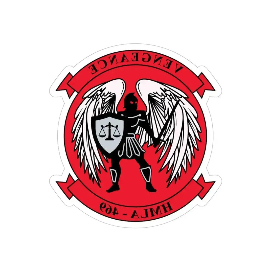 HMLA 469 Vengeance v2 (USMC) REVERSE PRINT Transparent Die-Cut STICKER 4 Inch Die-Cut Transparent - The Sticker Space