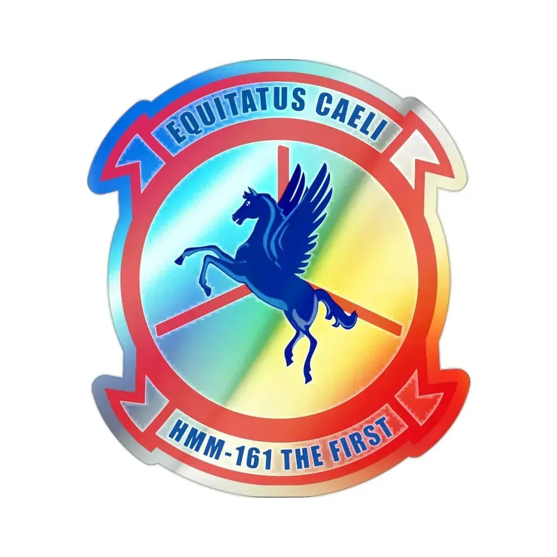 HMM 161 (USMC) Holographic STICKER Die-Cut Vinyl Decal 2 Inch Holographic - The Sticker Space