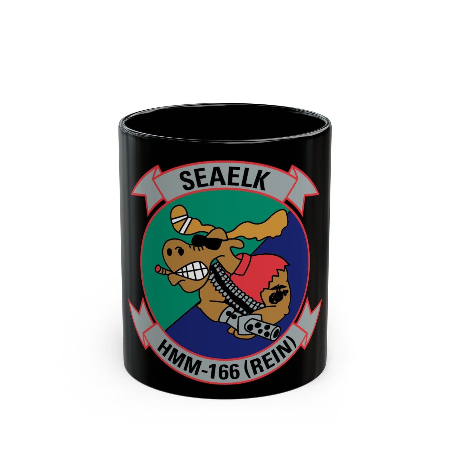 HMM 166 2 (USMC) Black Coffee Mug-11oz-The Sticker Space