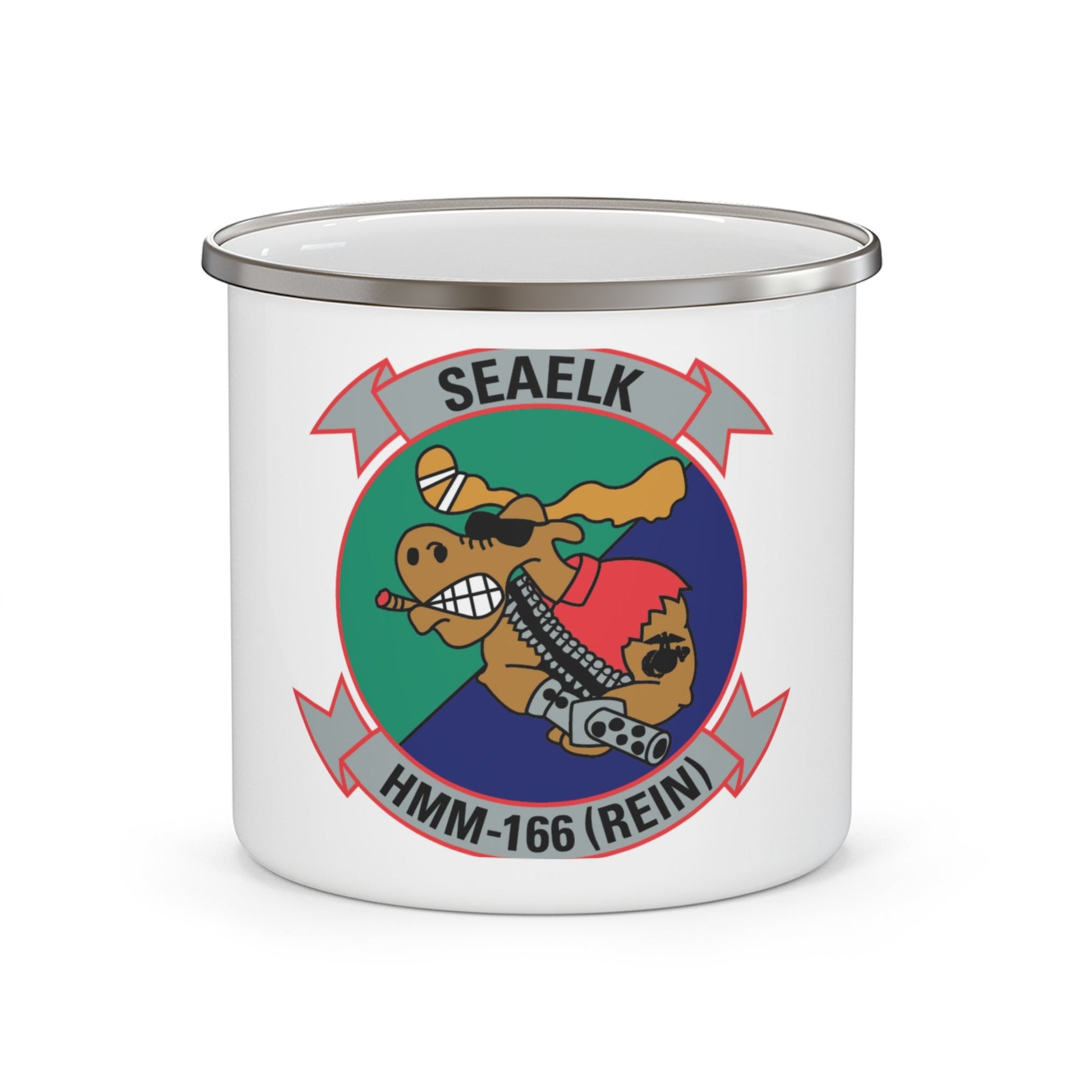 HMM 166 2 (USMC) Enamel Mug-12oz-The Sticker Space