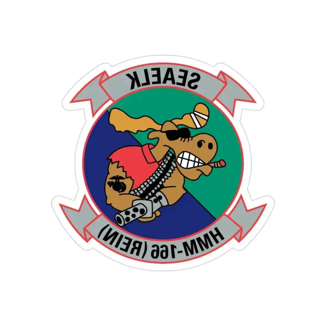 HMM 166 2 (USMC) REVERSE PRINT Transparent Die-Cut STICKER 3 Inch Die-Cut Transparent - The Sticker Space