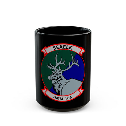 HMM 166 (USMC) Black Coffee Mug-15oz-The Sticker Space