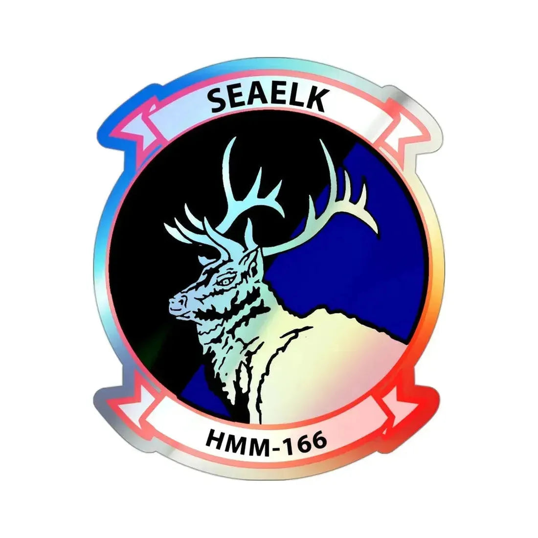 HMM 166 (USMC) Holographic STICKER Die-Cut Vinyl Decal 3 Inch Holographic - The Sticker Space