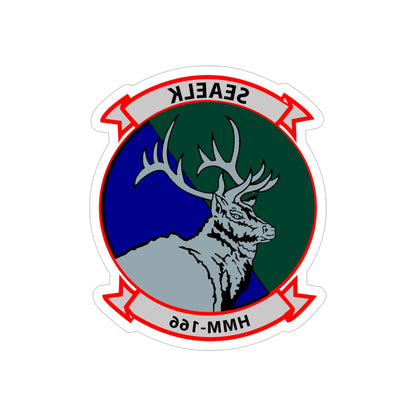 HMM 166 (USMC) REVERSE PRINT Transparent STICKER-4" × 4"-The Sticker Space