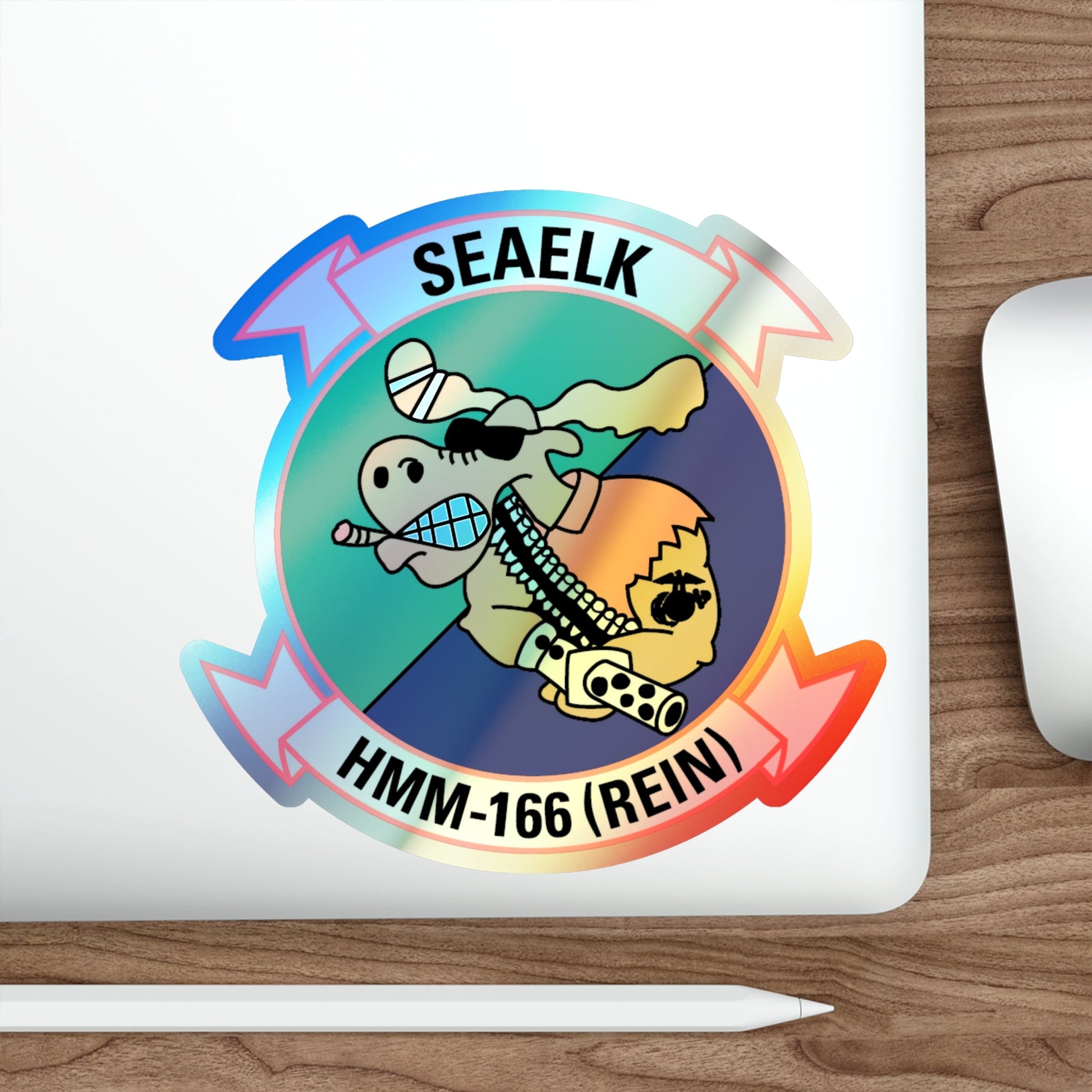 HMM 166 v2 (USMC) Holographic STICKER Die-Cut Vinyl Decal-The Sticker Space