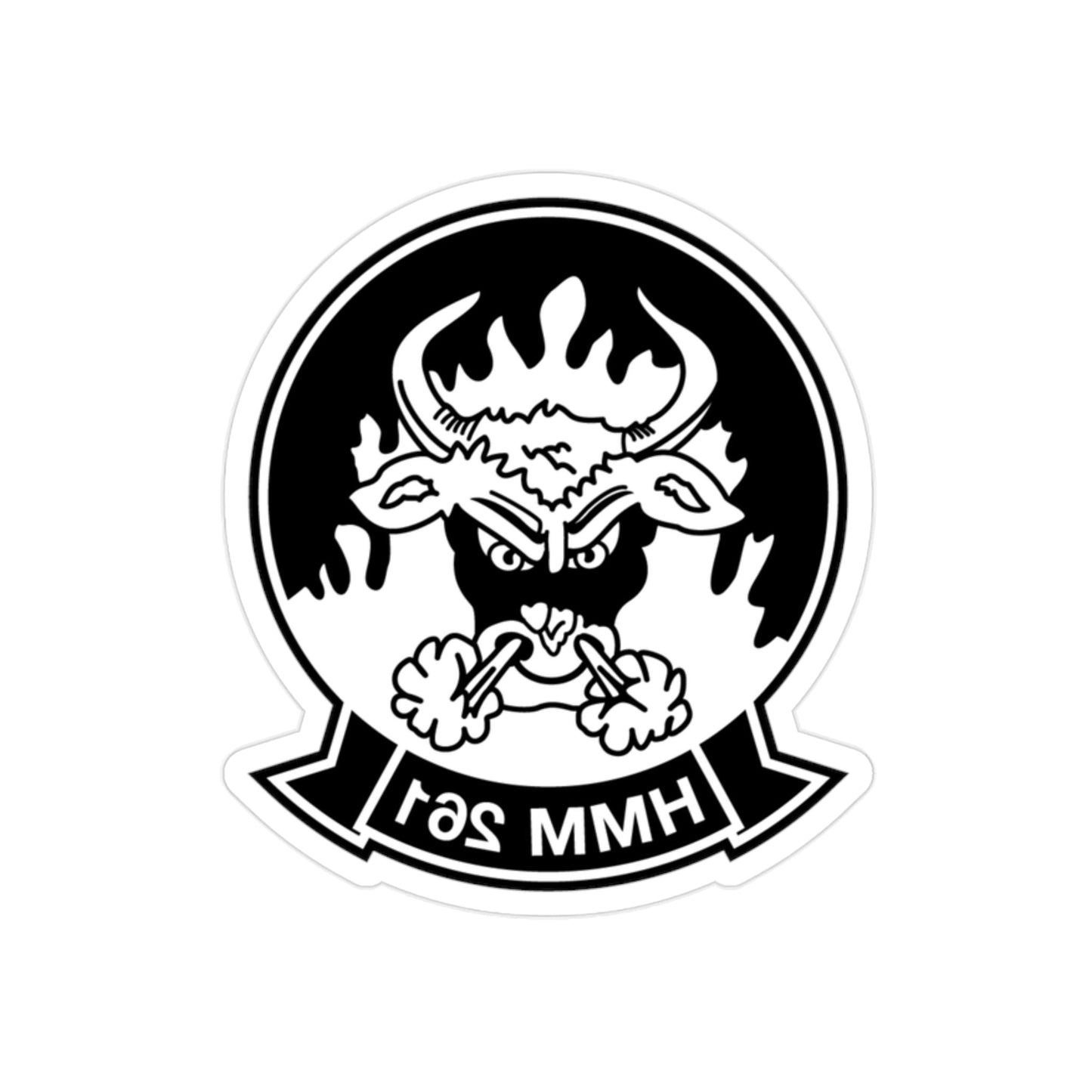 HMM 261 BW (USMC) REVERSE PRINT Transparent STICKER-2" × 2"-The Sticker Space