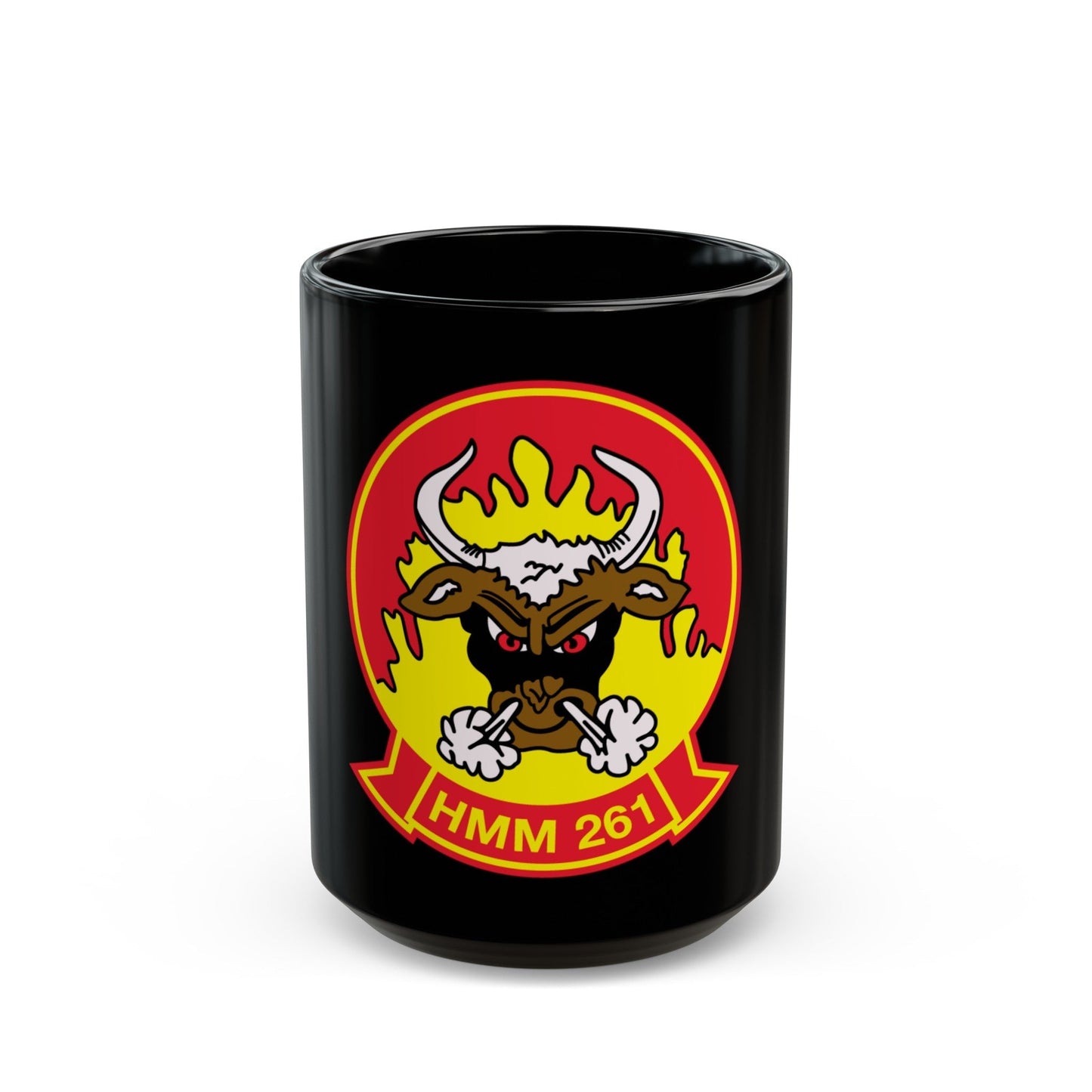 HMM 261 (USMC) Black Coffee Mug-15oz-The Sticker Space