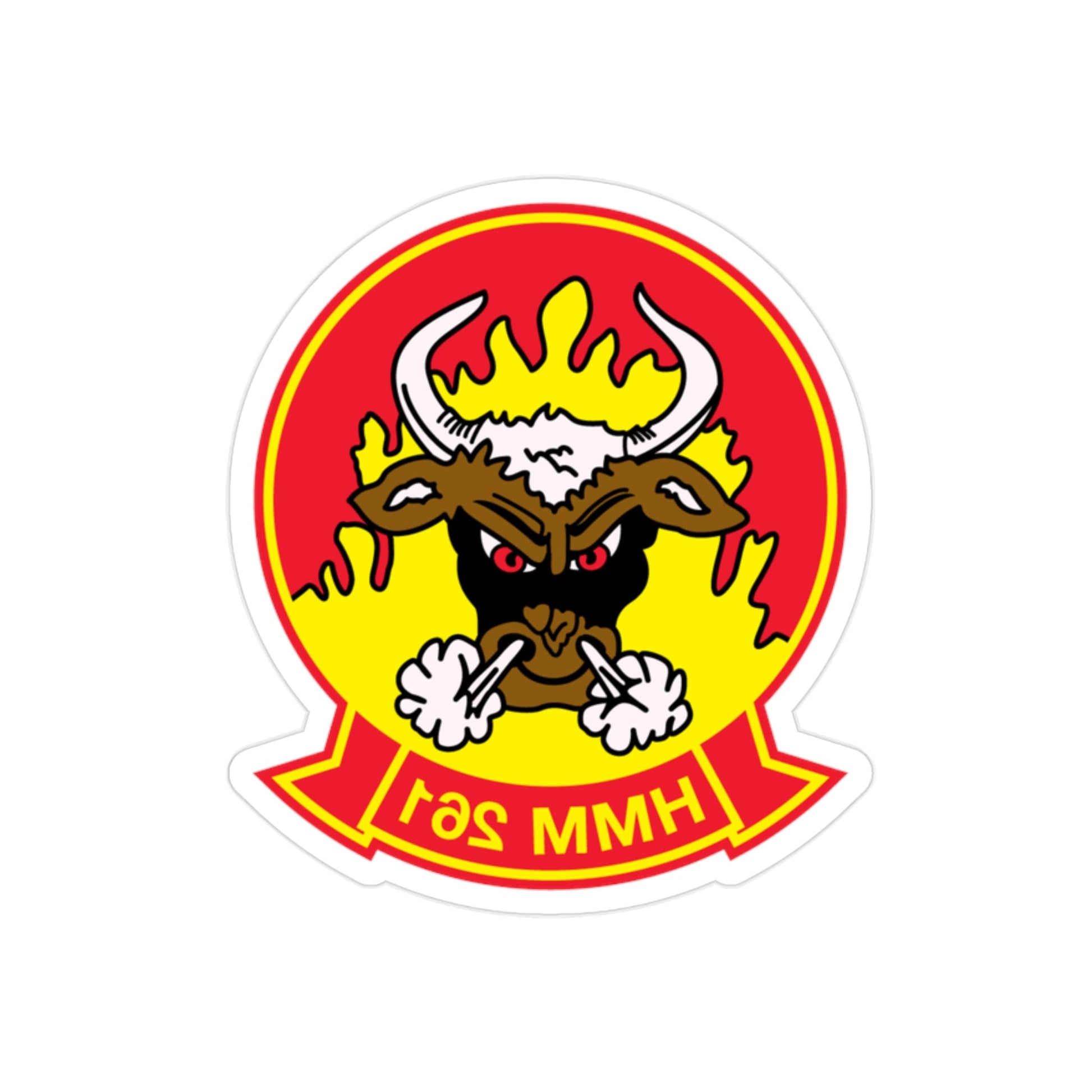 HMM 261 (USMC) REVERSE PRINT Transparent STICKER-2" × 2"-The Sticker Space