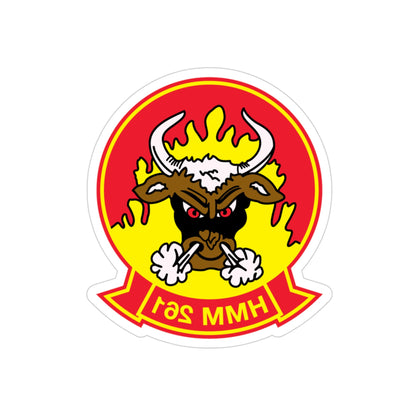 HMM 261 (USMC) REVERSE PRINT Transparent STICKER-3" × 3"-The Sticker Space