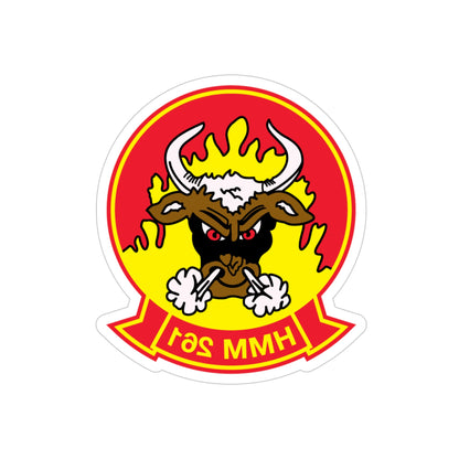 HMM 261 (USMC) REVERSE PRINT Transparent STICKER-4" × 4"-The Sticker Space