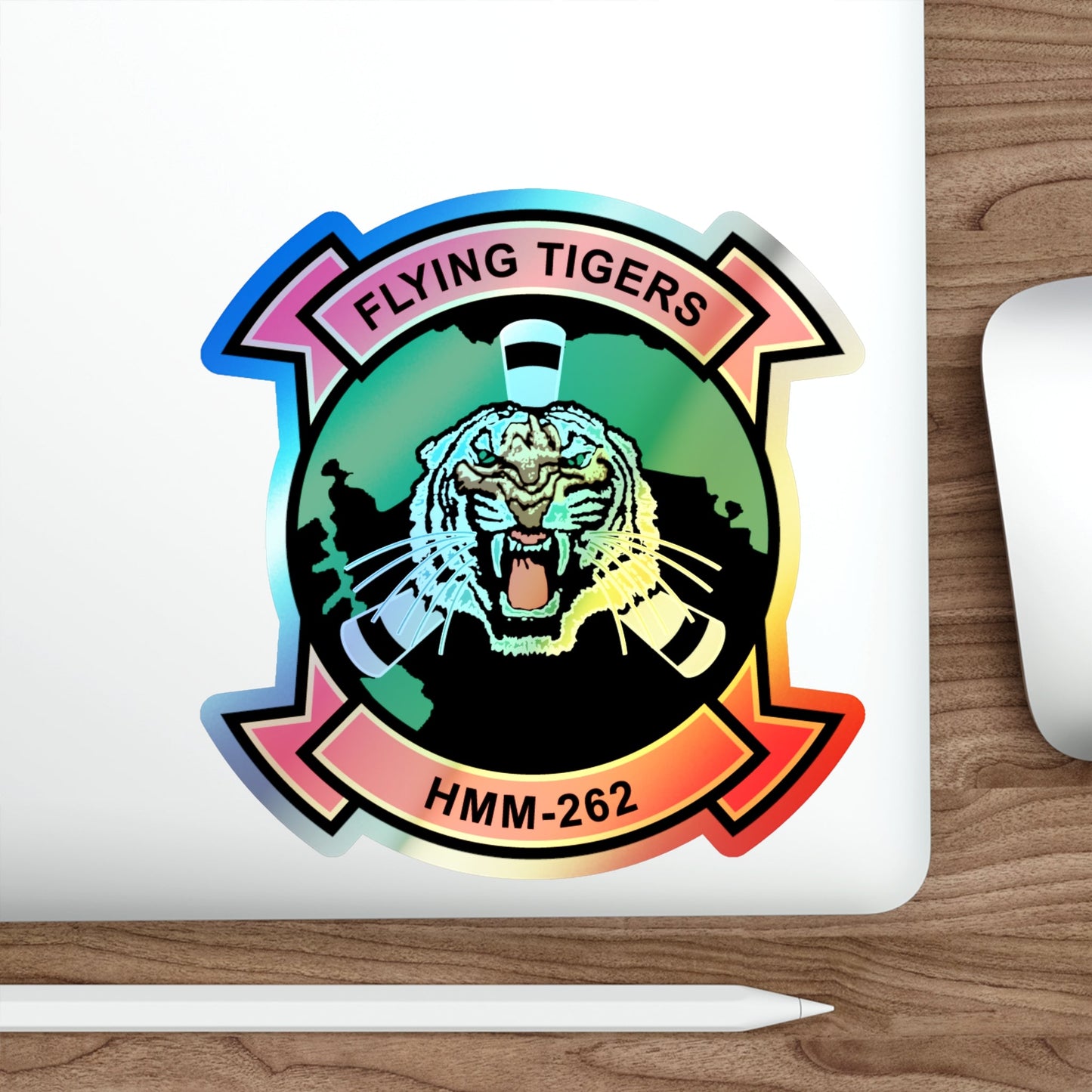 HMM 262 Flying Tigers (USMC) Holographic STICKER Die-Cut Vinyl Decal-The Sticker Space