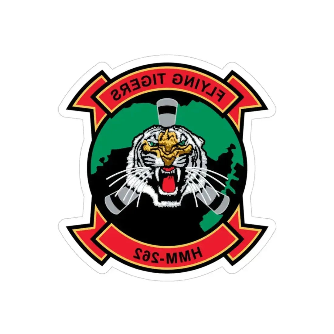 HMM 262 Flying Tigers (USMC) REVERSE PRINT Transparent Die-Cut STICKER 3 Inch Die-Cut Transparent - The Sticker Space