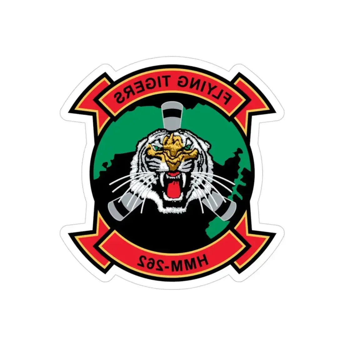HMM 262 Flying Tigers (USMC) REVERSE PRINT Transparent Die-Cut STICKER - The Sticker Space