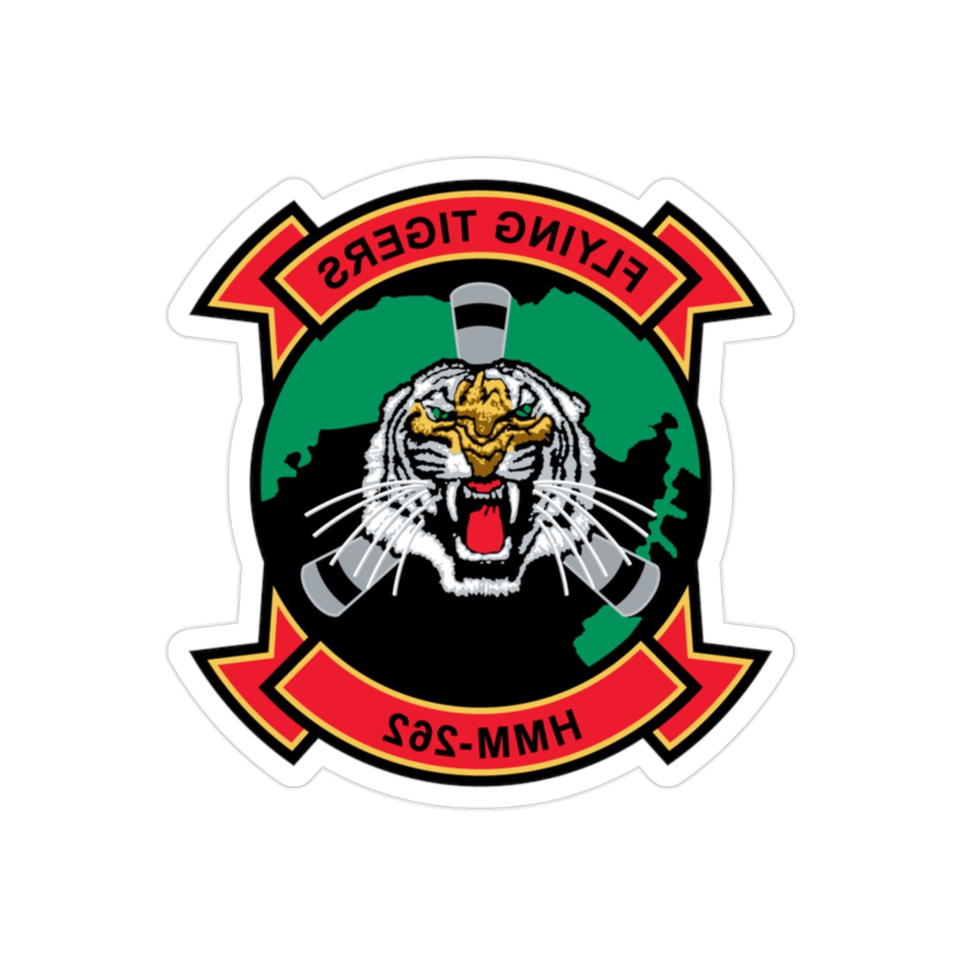 HMM 262 Flying Tigers (USMC) REVERSE PRINT Transparent STICKER-2" × 2"-The Sticker Space