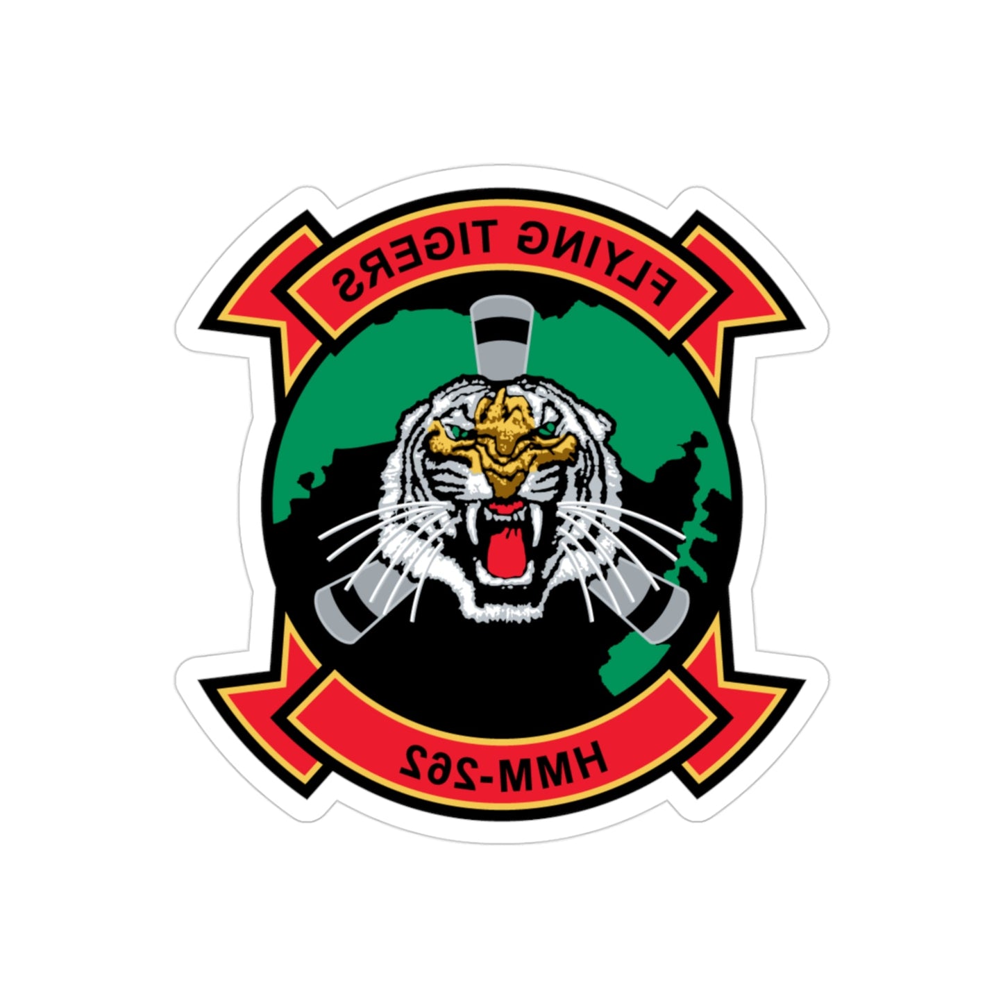 HMM 262 Flying Tigers (USMC) REVERSE PRINT Transparent STICKER-3" × 3"-The Sticker Space