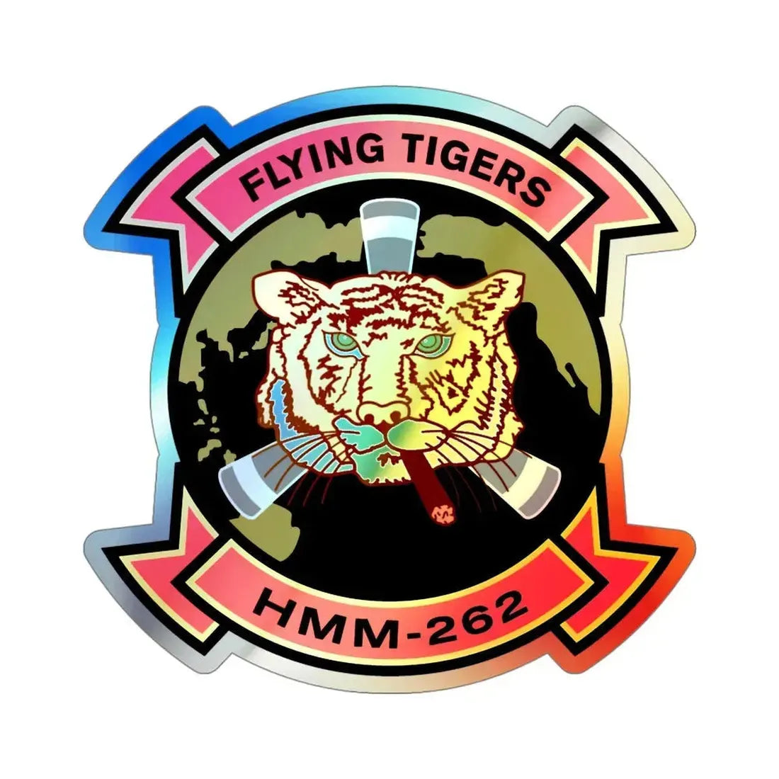 HMM 262 (USMC) Holographic STICKER Die-Cut Vinyl Decal 4 Inch Holographic - The Sticker Space