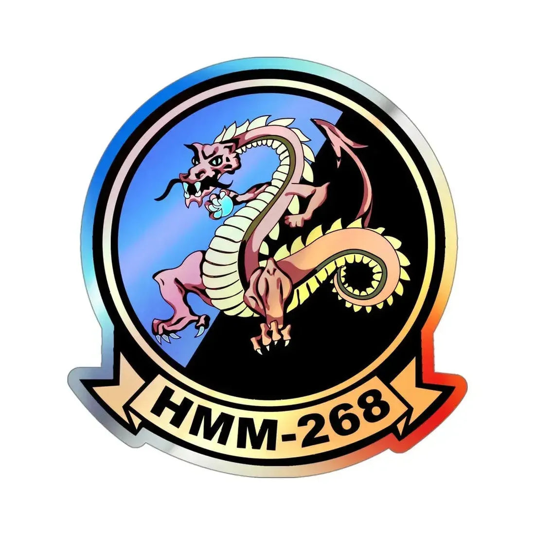 HMM 268 (USMC) Holographic STICKER Die-Cut Vinyl Decal 4 Inch Holographic - The Sticker Space