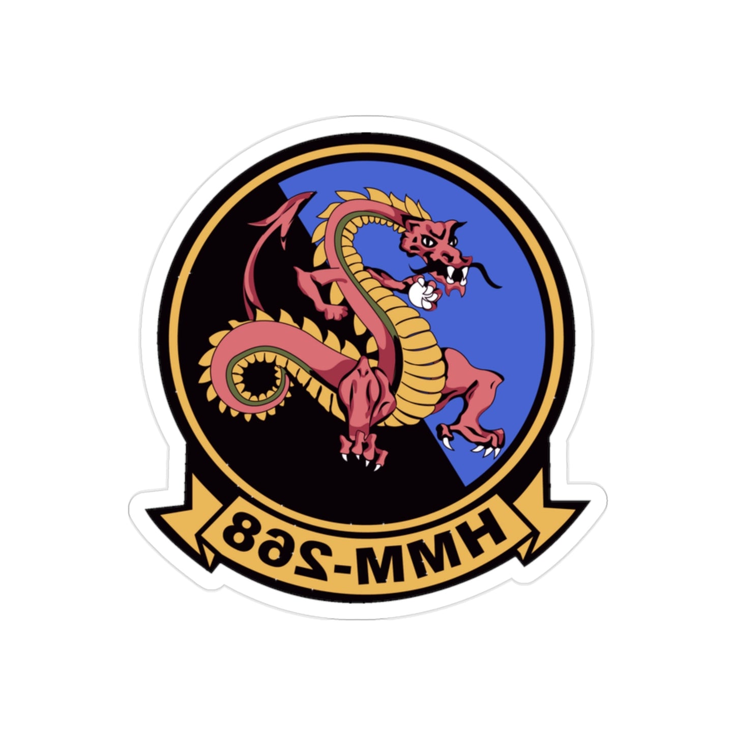 HMM 268 (USMC) REVERSE PRINT Transparent STICKER-2" × 2"-The Sticker Space