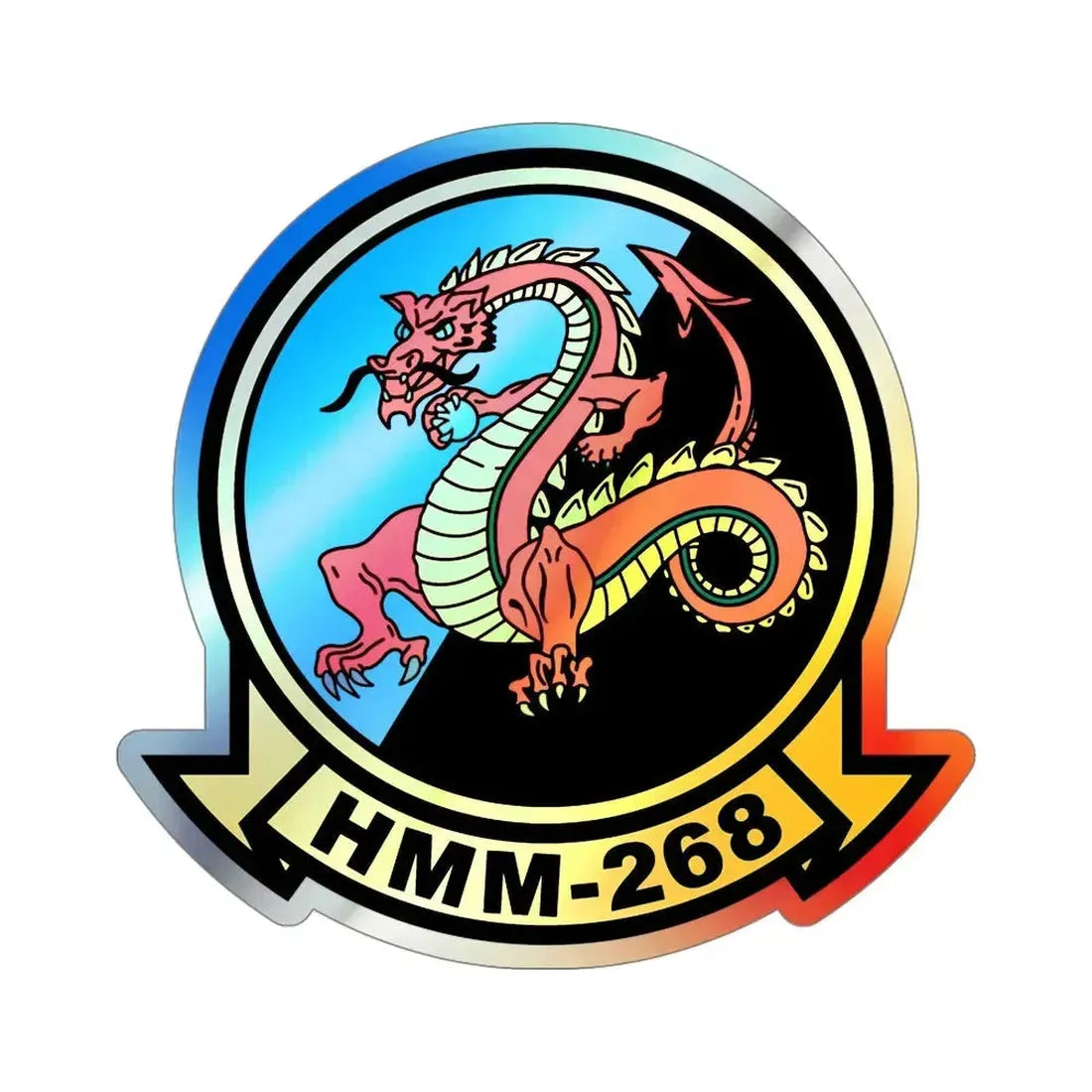HMM 268 v2 (USMC) Holographic STICKER Die-Cut Vinyl Decal 5 Inch Holographic - The Sticker Space