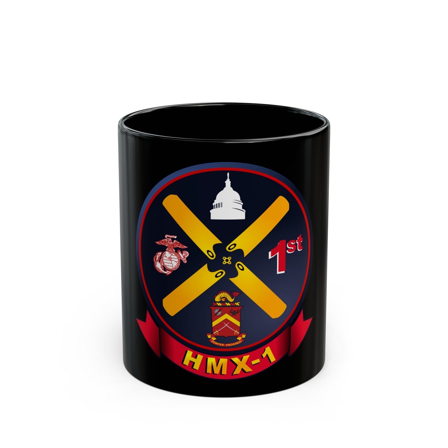 HMX 1 (USMC) Black Coffee Mug-11oz-The Sticker Space