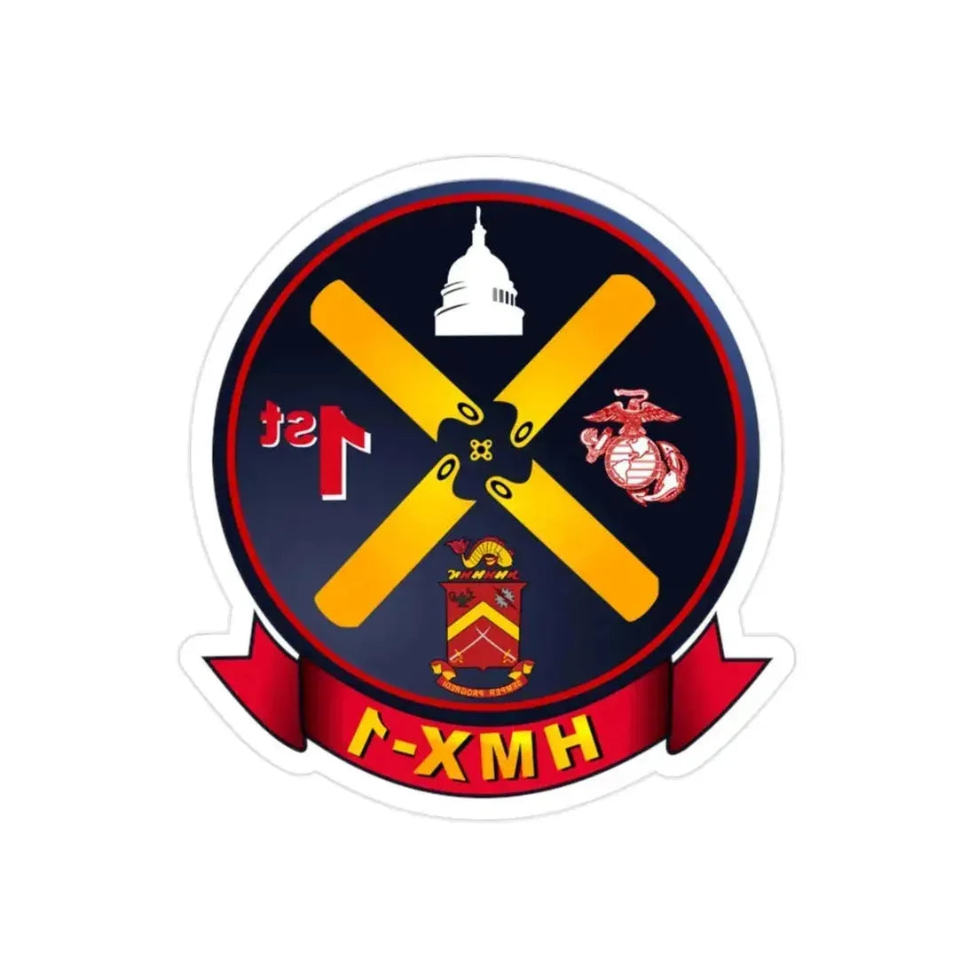 HMX 1 (USMC) REVERSE PRINT Transparent Die-Cut STICKER - The Sticker Space