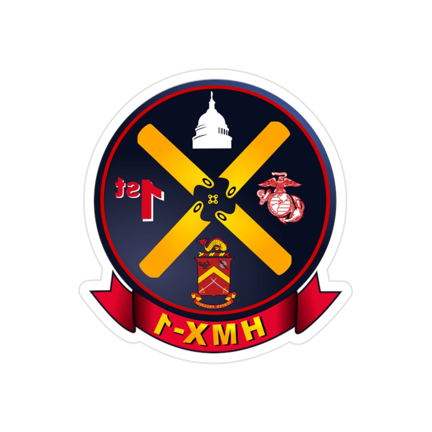 HMX 1 (USMC) REVERSE PRINT Transparent STICKER-2" × 2"-The Sticker Space