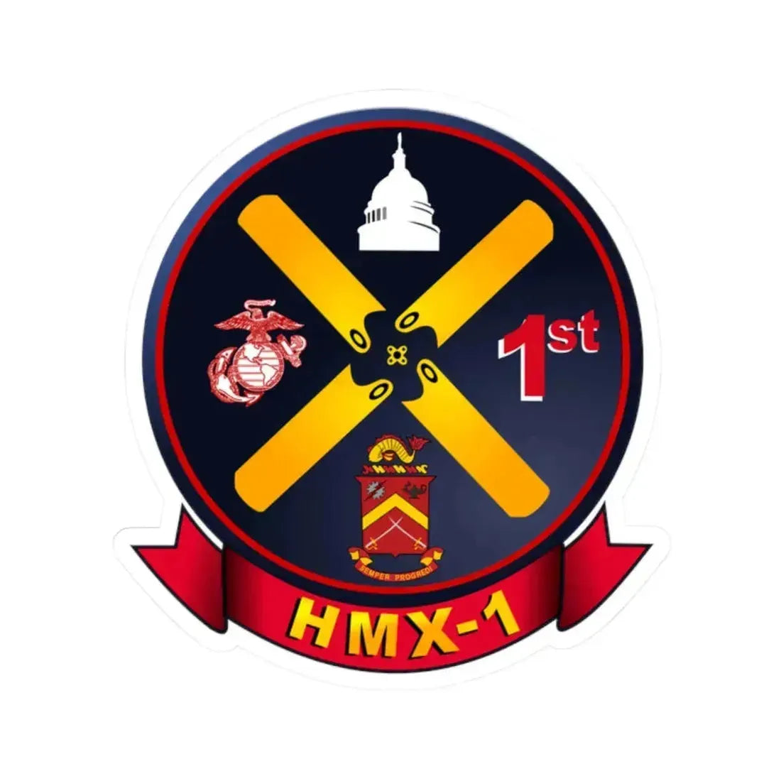 HMX 1 (USMC) STICKER Vinyl Kiss-Cut Decal 2 Inch White - The Sticker Space