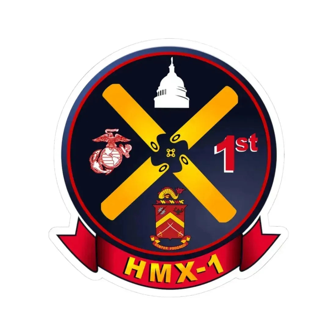 HMX 1 (USMC) STICKER Vinyl Kiss-Cut Decal 3 Inch White - The Sticker Space