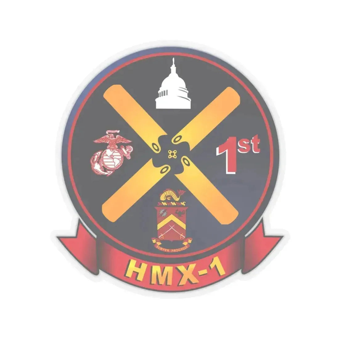 HMX 1 (USMC) STICKER Vinyl Kiss-Cut Decal 4 Inch Transparent - The Sticker Space